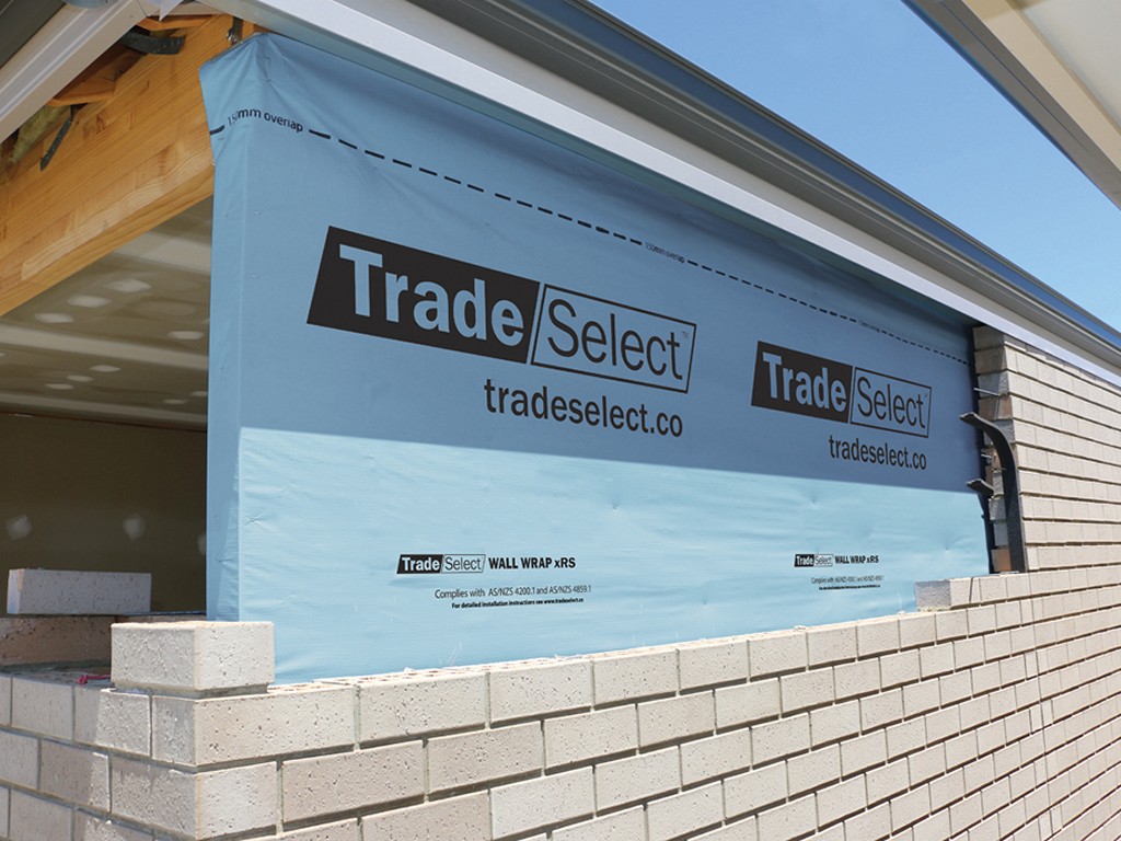 Trade Select Wall Wrap xRS Micro-perforated installed in a brick veneer wall ABCB Climate Zones 6, 7, 8.
